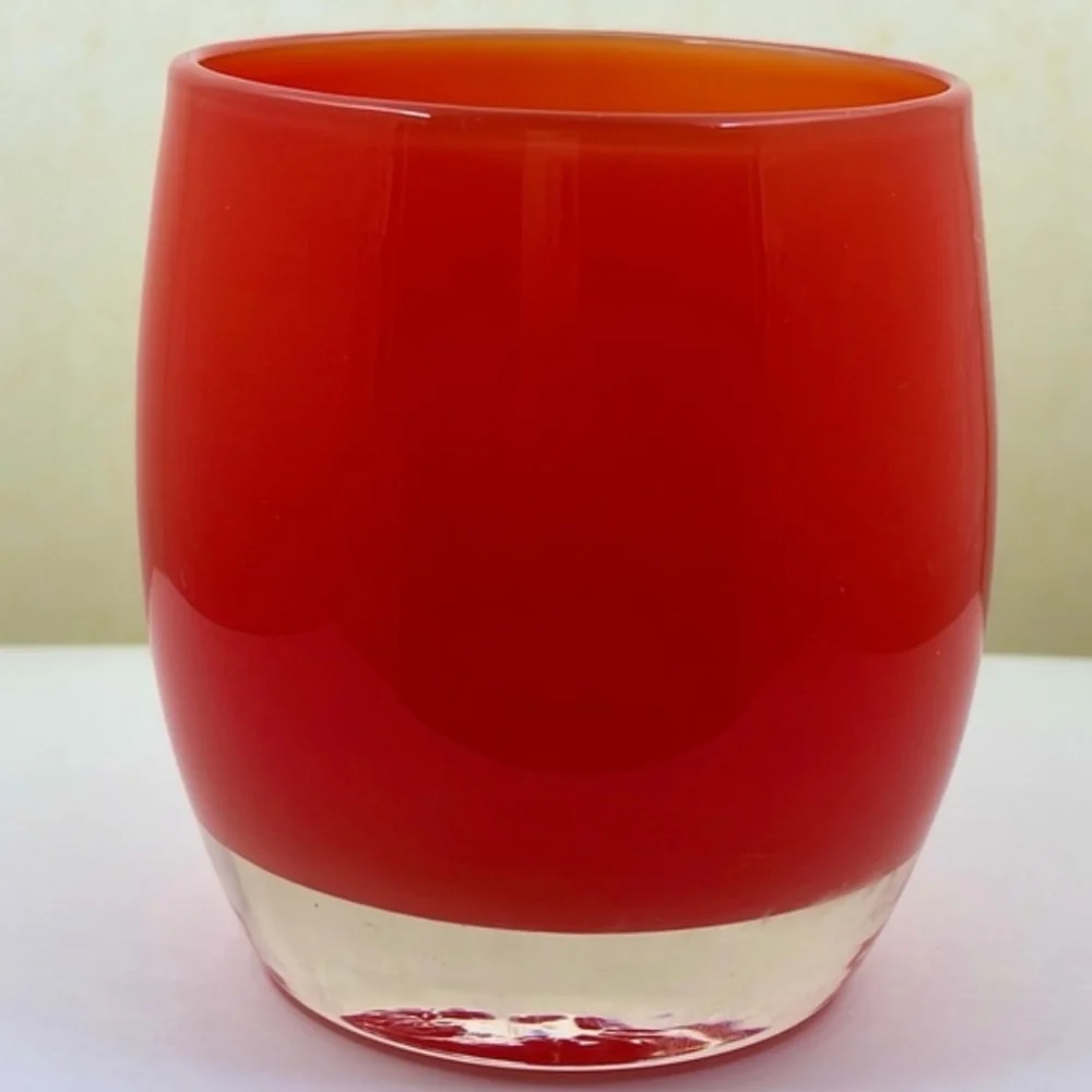Glassybaby Handblown Candle Votive Orange Pre- Triskelion Drinking Glass